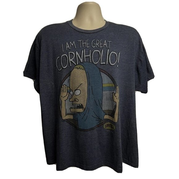 Beavis And Butthead Cartoon MTV I Am Cornholio Blue Graphic T-Shirt 2XL Stretch - Picture 1 of 6